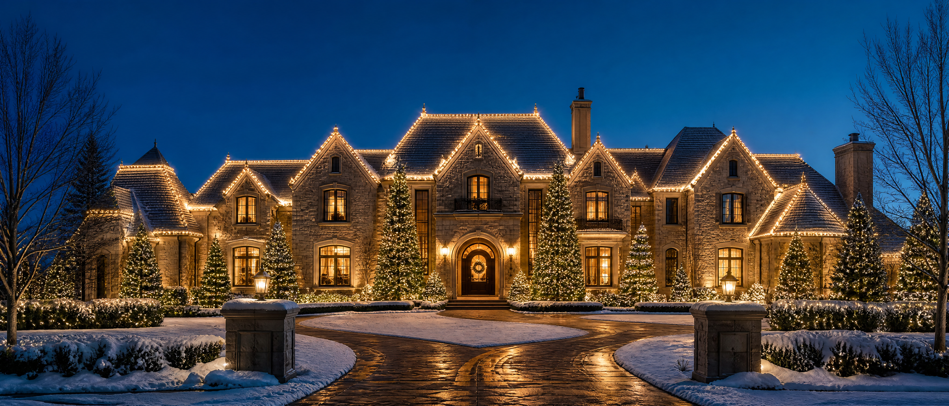 Luxury residential Christmas lighting