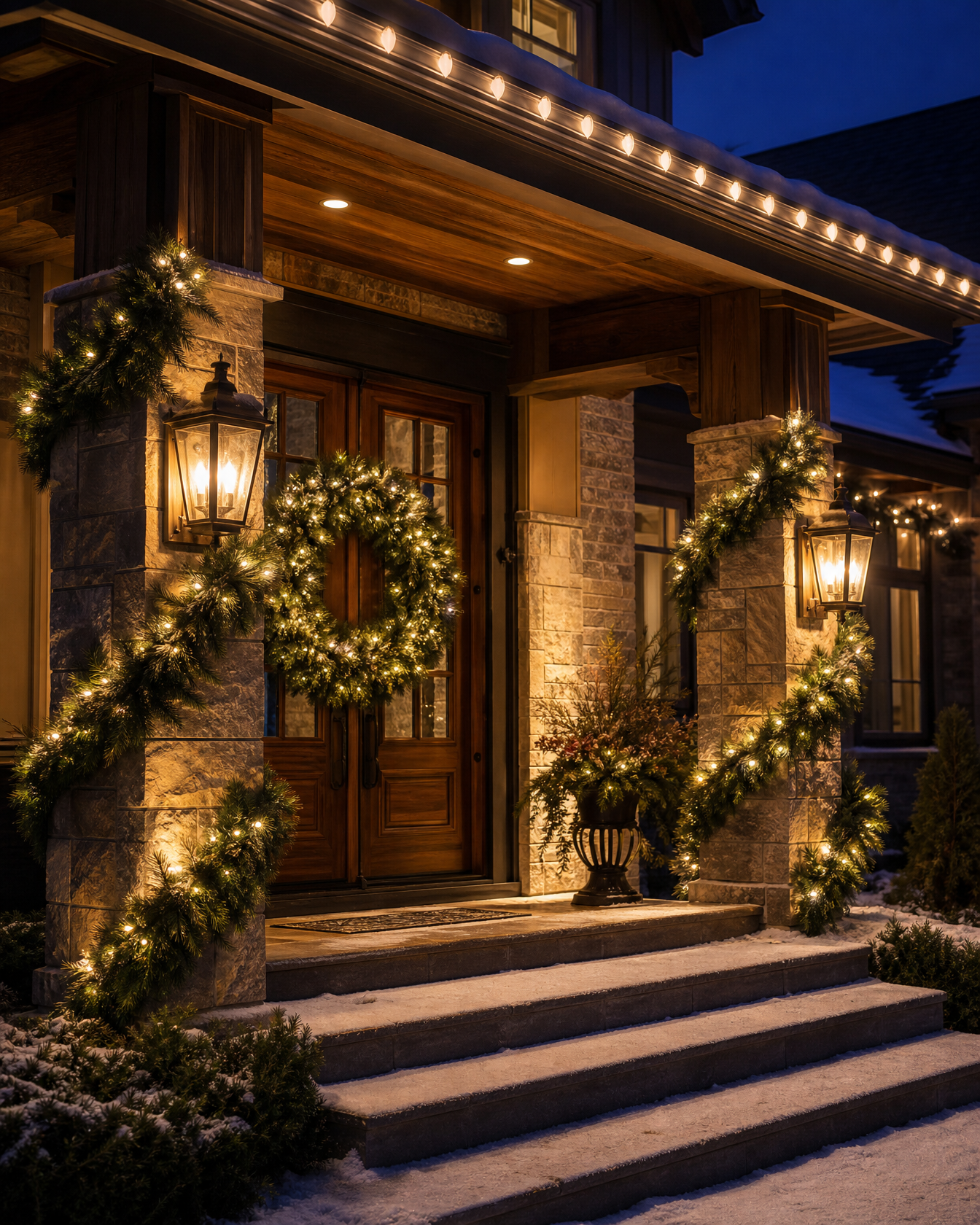 Garland-wrapped luxury entry
